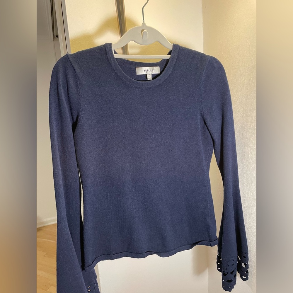 BARELY WORN Navy Milly sweater with cutout sleeves